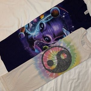 YinYang Tie Dye & Alien Graphic Tee Bundle